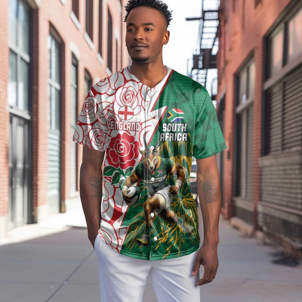 Personalized South Africa Combine England Rugby Baseball Jersey Springboks and Red Rose LT15