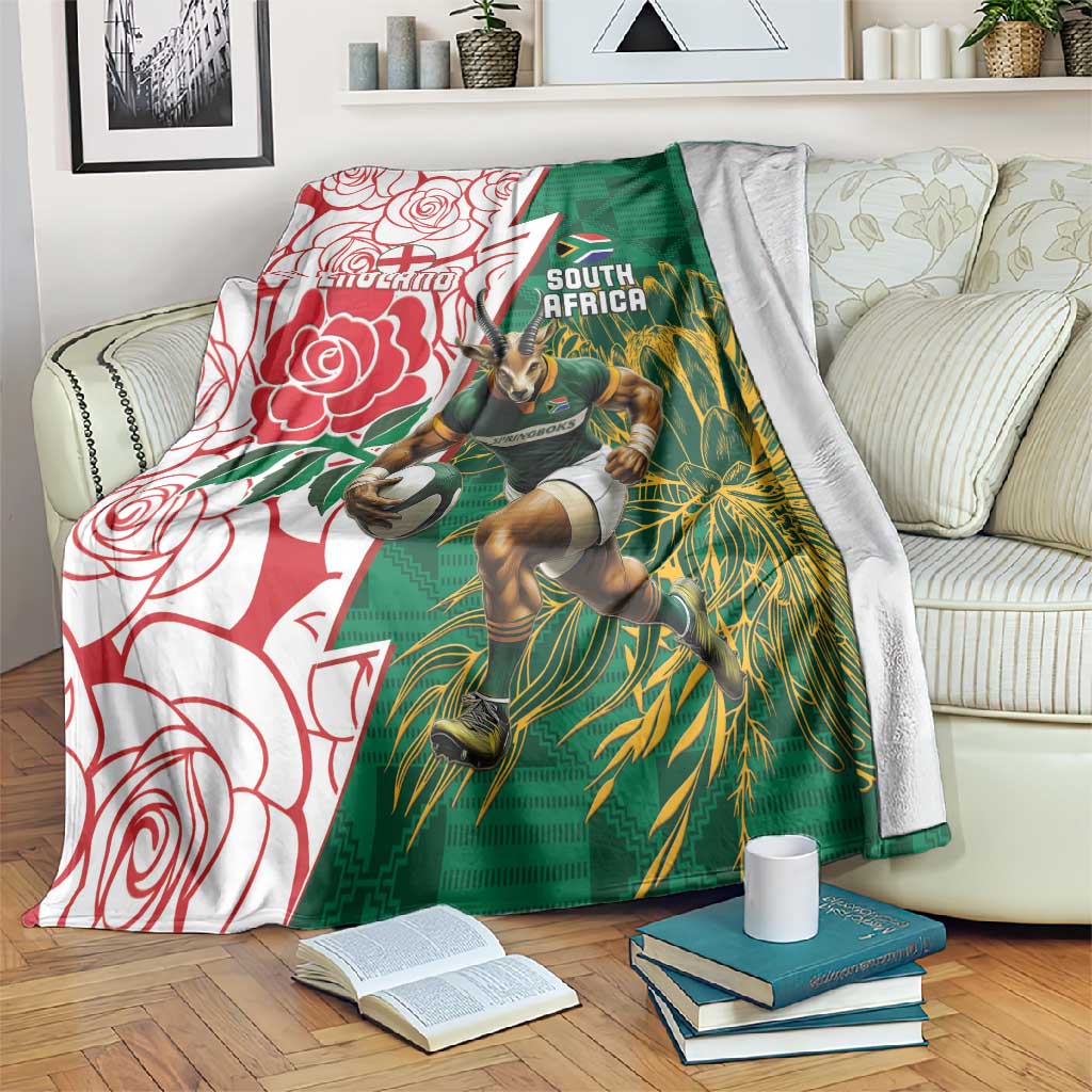 South Africa Combine England Rugby Blanket Springboks and Red Rose LT15