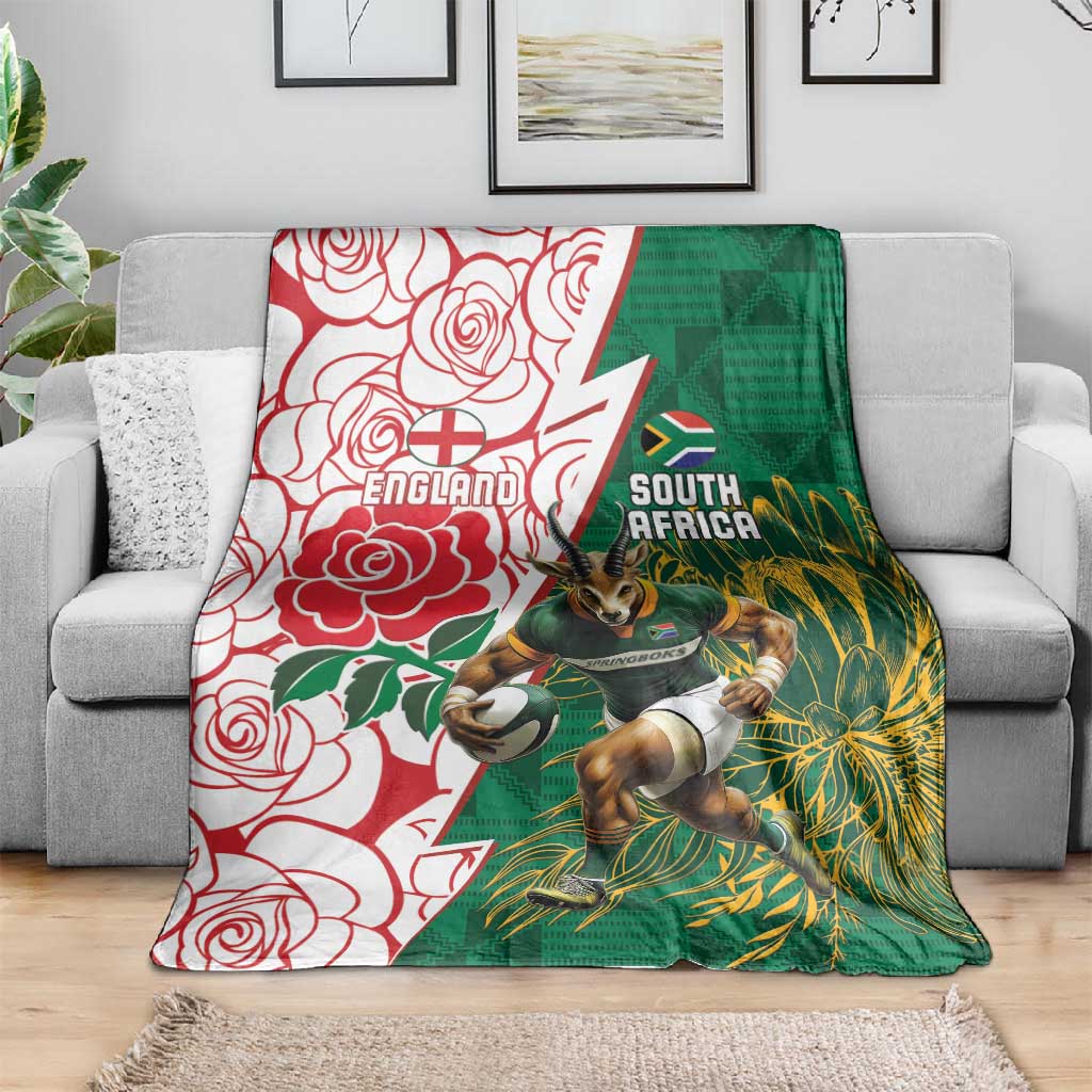 South Africa Combine England Rugby Blanket Springboks and Red Rose LT15