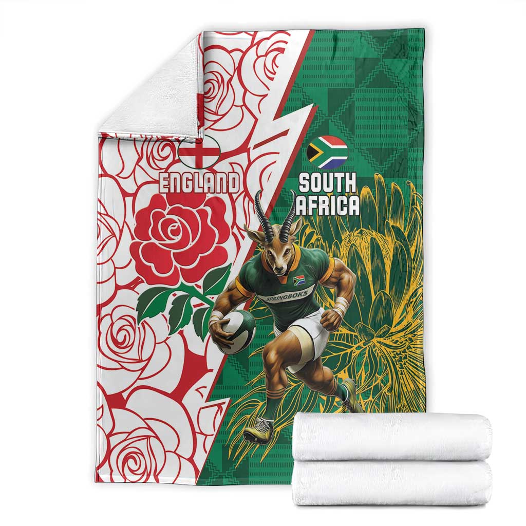 South Africa Combine England Rugby Blanket Springboks and Red Rose LT15