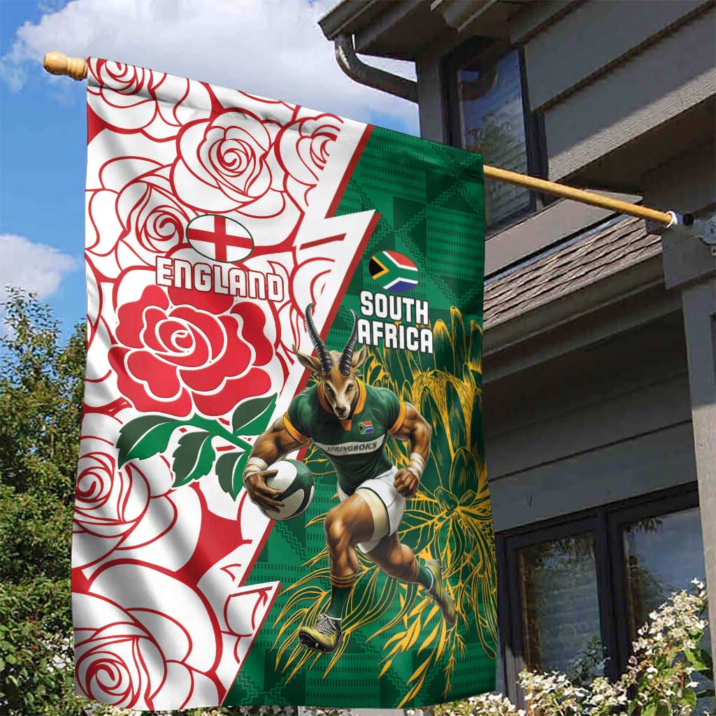 South Africa Combine England Rugby Garden Flag Springboks and Red Rose LT15
