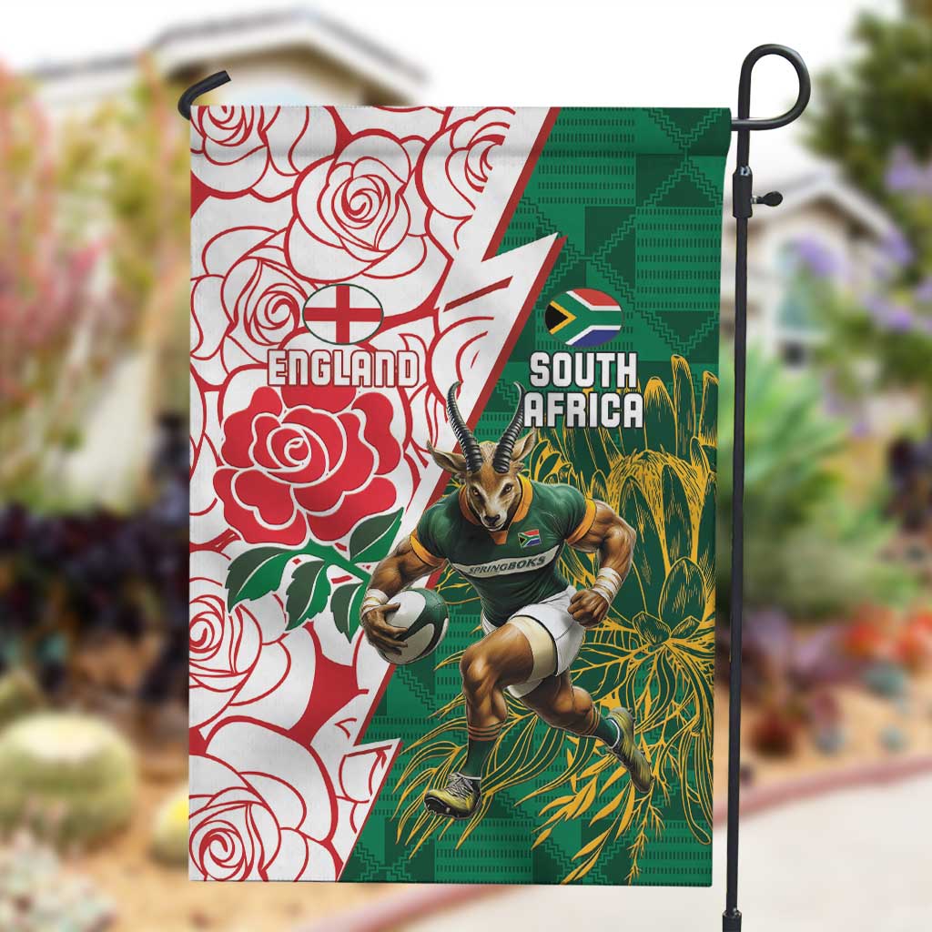 South Africa Combine England Rugby Garden Flag Springboks and Red Rose LT15