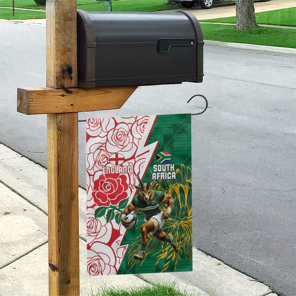 South Africa Combine England Rugby Garden Flag Springboks and Red Rose LT15