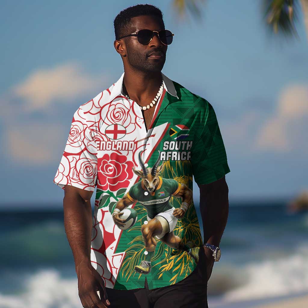 Personalized South Africa Combine England Rugby Hawaiian Shirt Springboks and Red Rose LT15