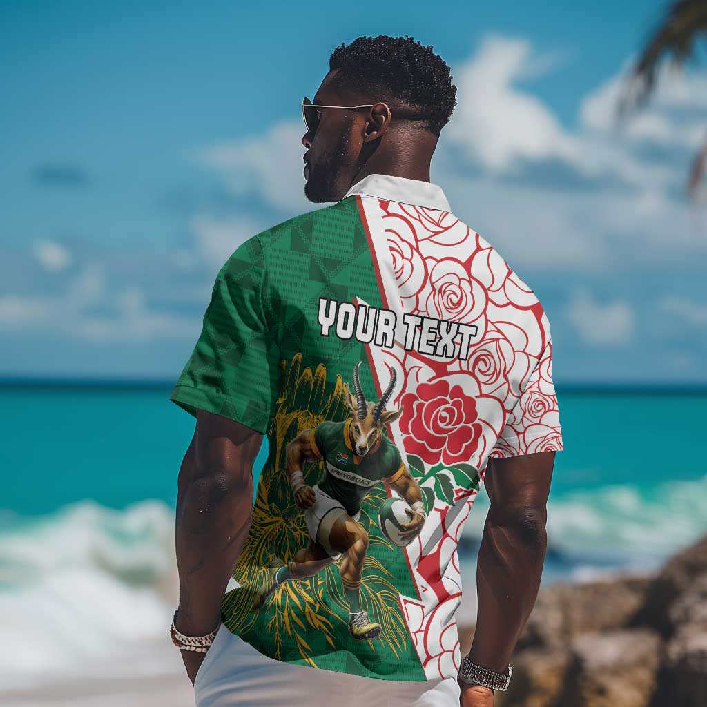 Personalized South Africa Combine England Rugby Hawaiian Shirt Springboks and Red Rose LT15