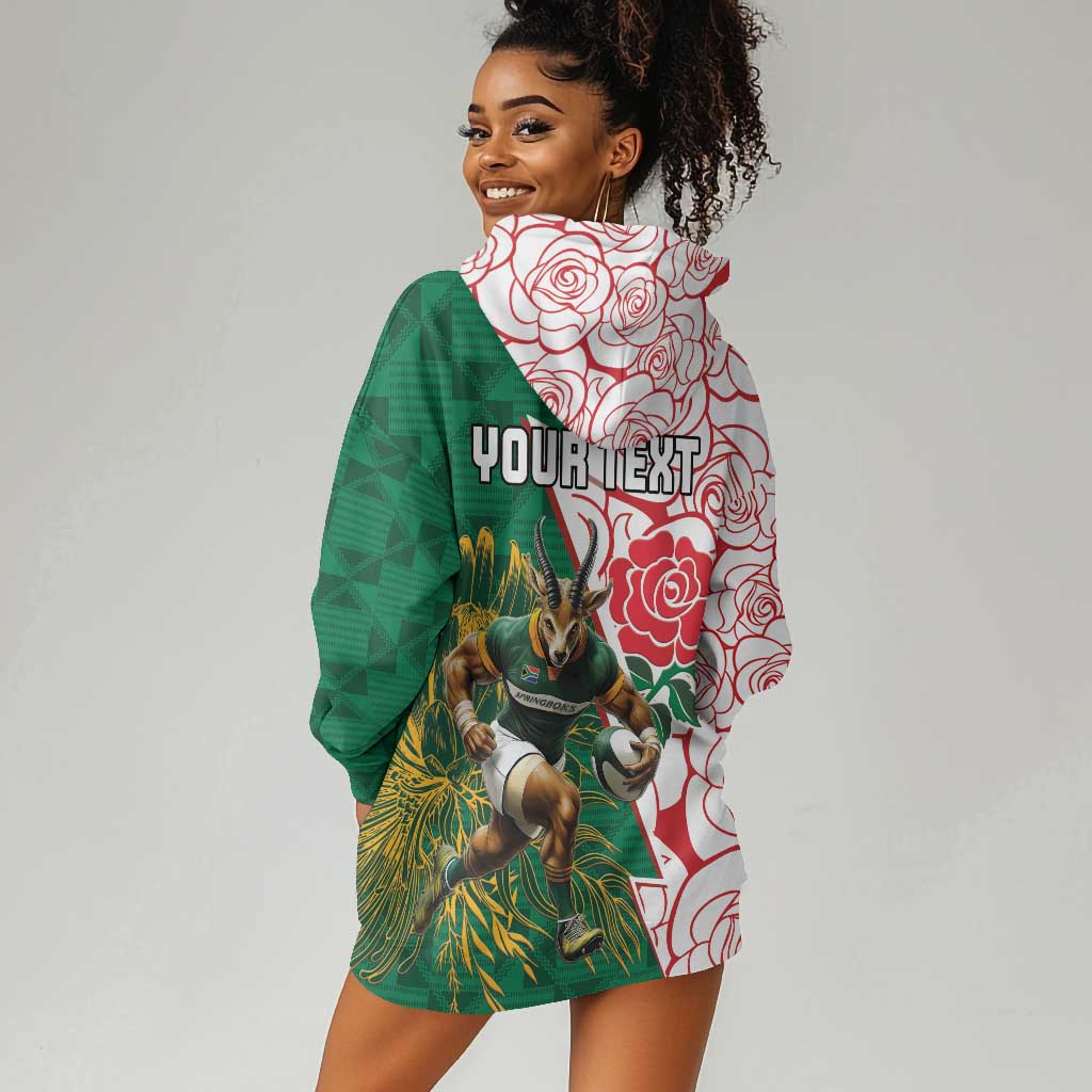 Personalized South Africa Combine England Rugby Hoodie Dress Springboks and Red Rose LT15