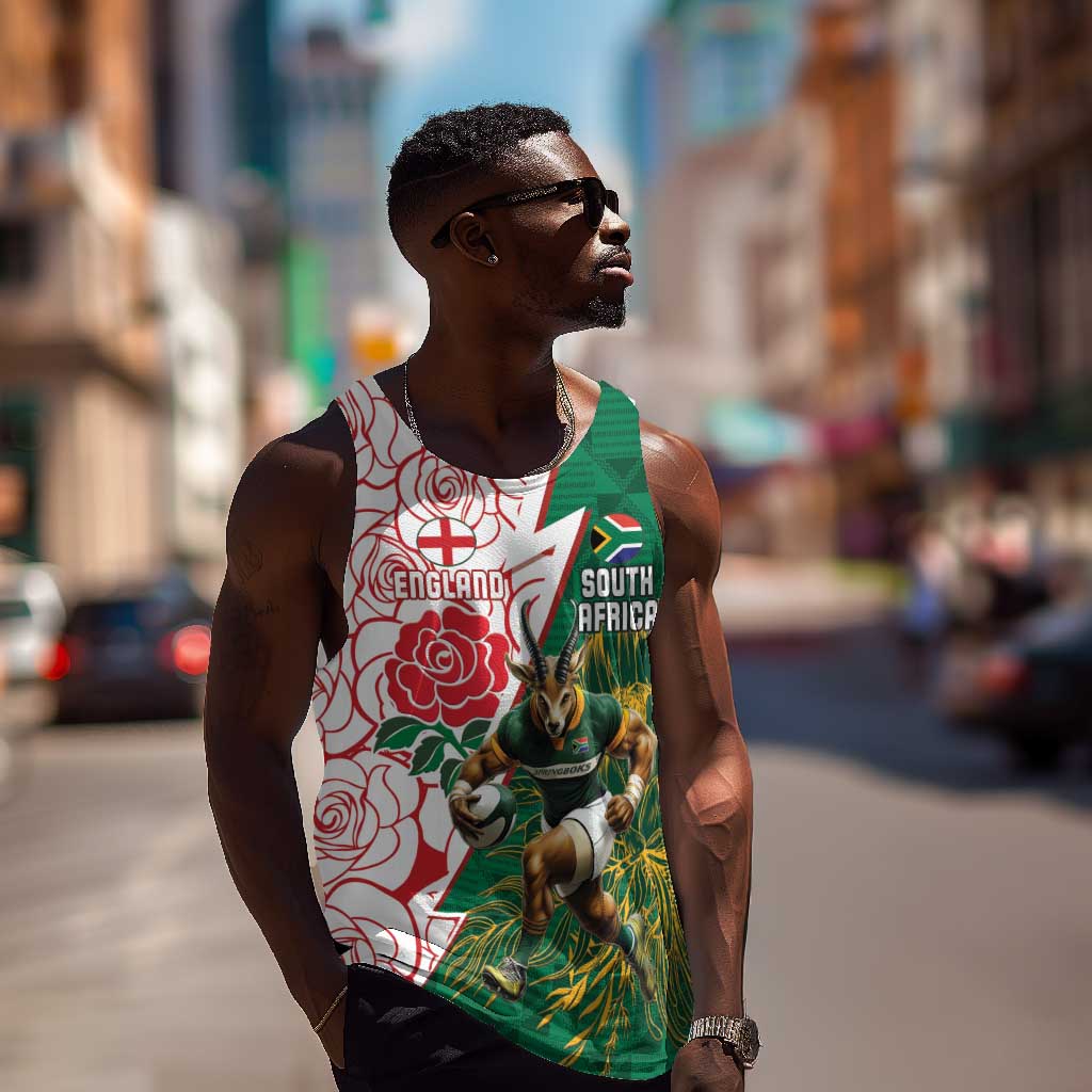 Personalized South Africa Combine England Rugby Men Tank Top Springboks and Red Rose LT15