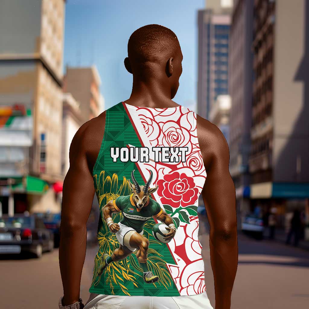 Personalized South Africa Combine England Rugby Men Tank Top Springboks and Red Rose LT15