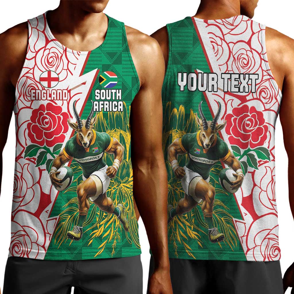 Personalized South Africa Combine England Rugby Men Tank Top Springboks and Red Rose LT15