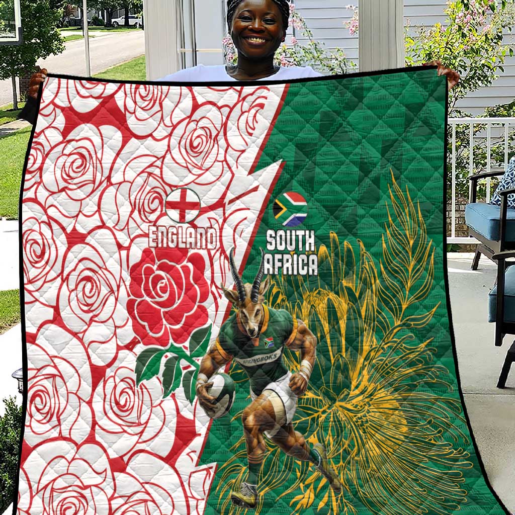 South Africa Combine England Rugby Quilt Springboks and Red Rose LT15