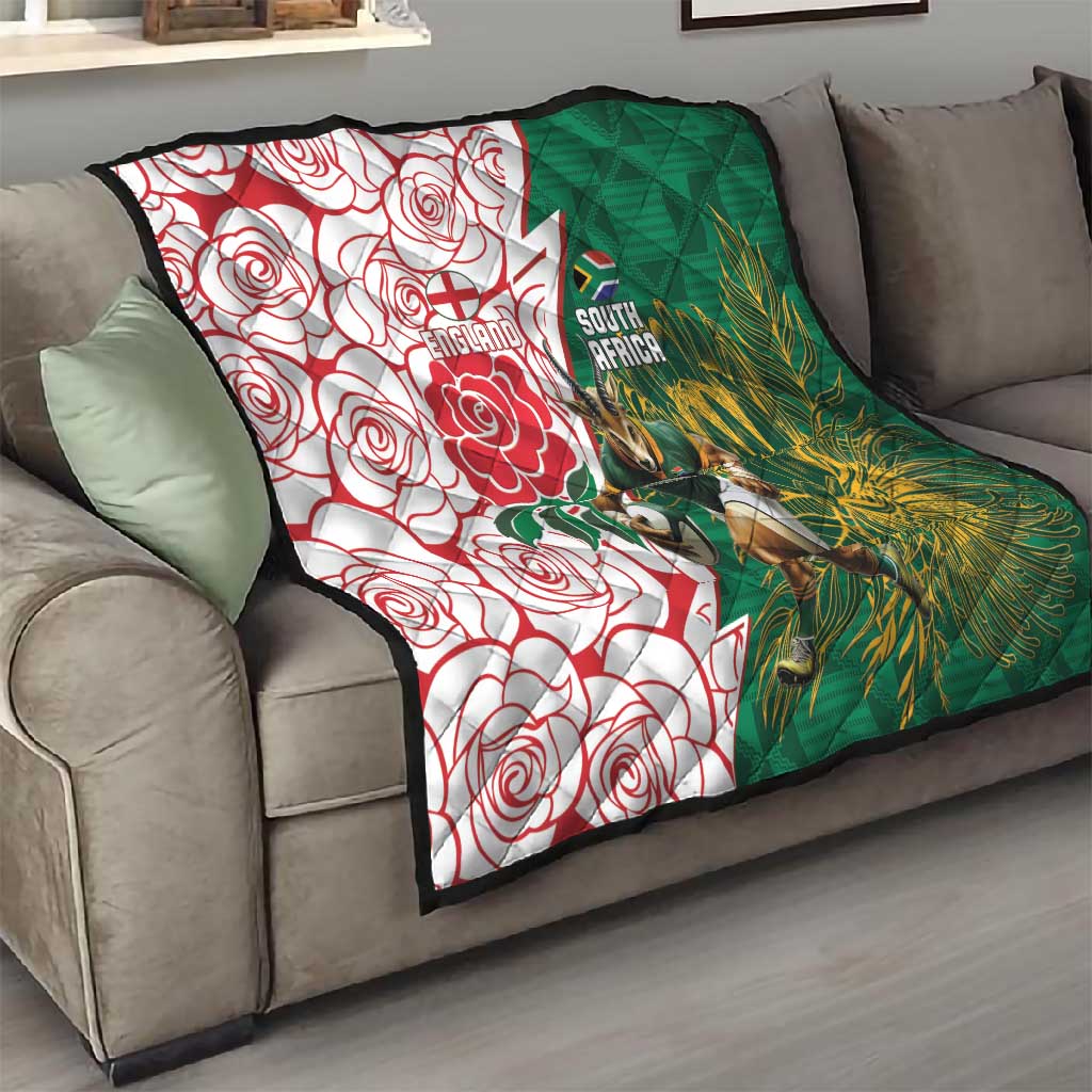 South Africa Combine England Rugby Quilt Springboks and Red Rose LT15