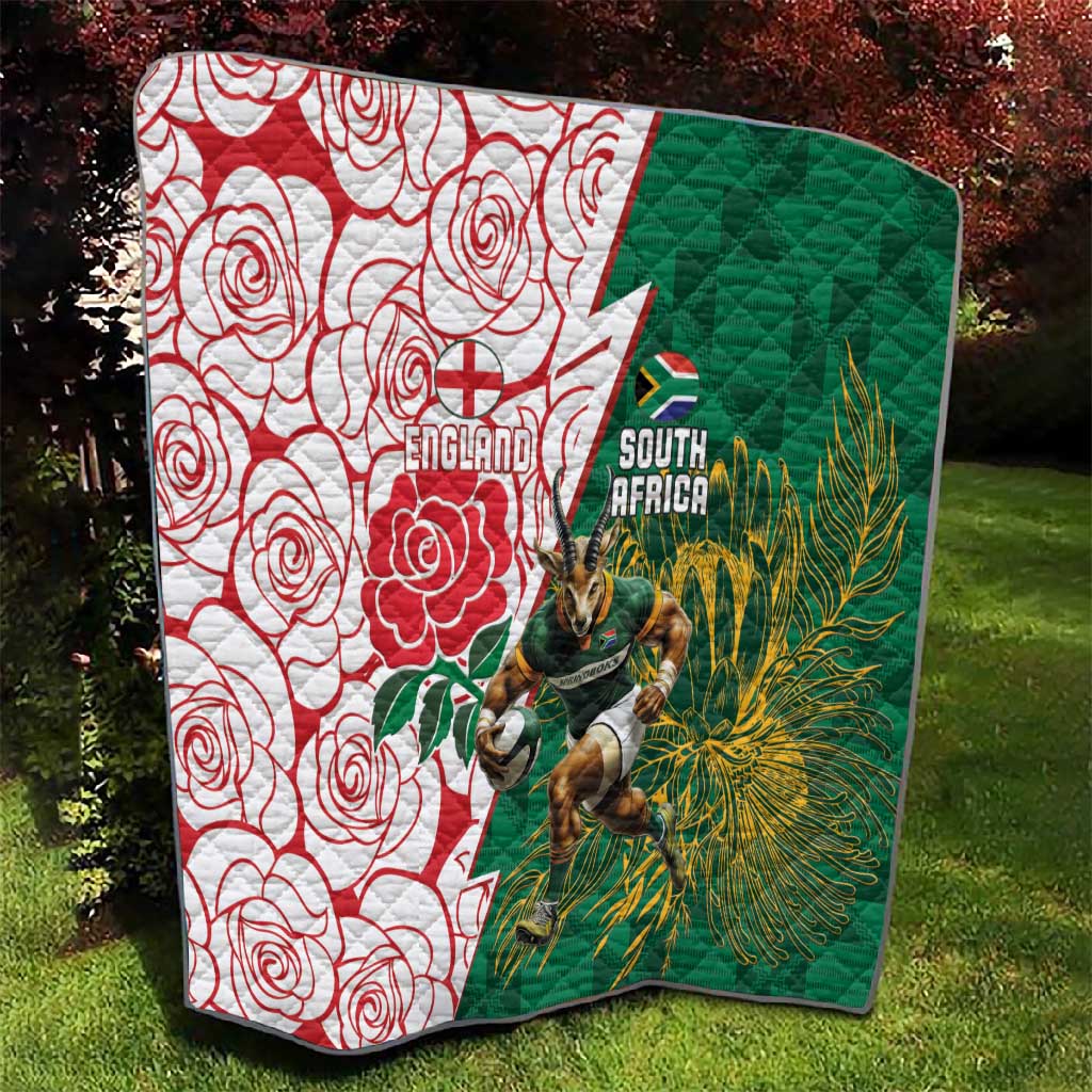 South Africa Combine England Rugby Quilt Springboks and Red Rose LT15