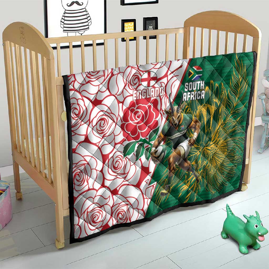 South Africa Combine England Rugby Quilt Springboks and Red Rose LT15