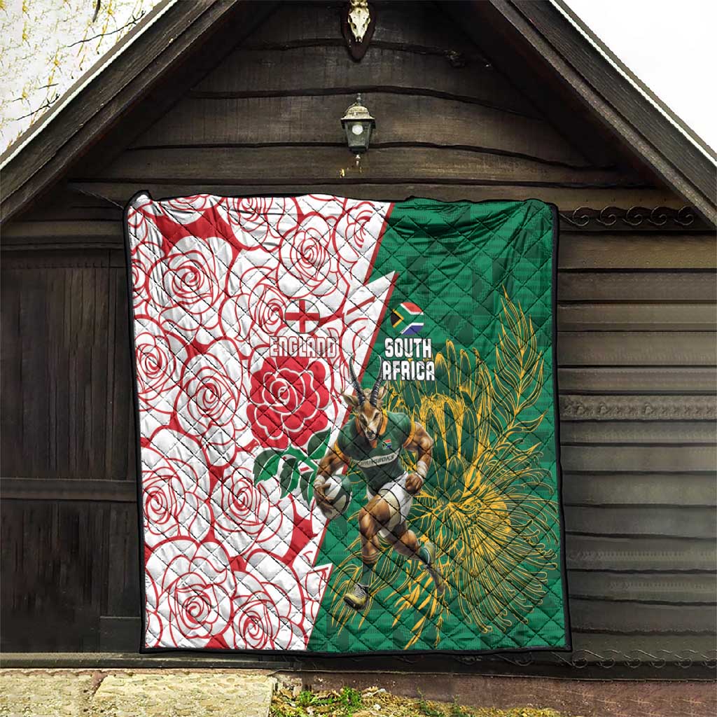 South Africa Combine England Rugby Quilt Springboks and Red Rose LT15