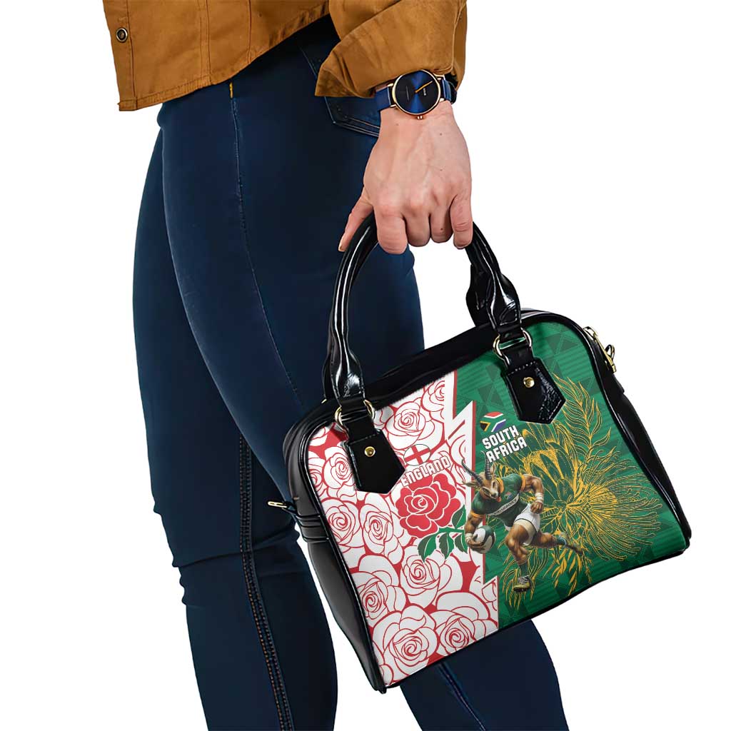 South Africa and England Rugby Shoulder Handbag Springboks Mascot With Red Rose LT15