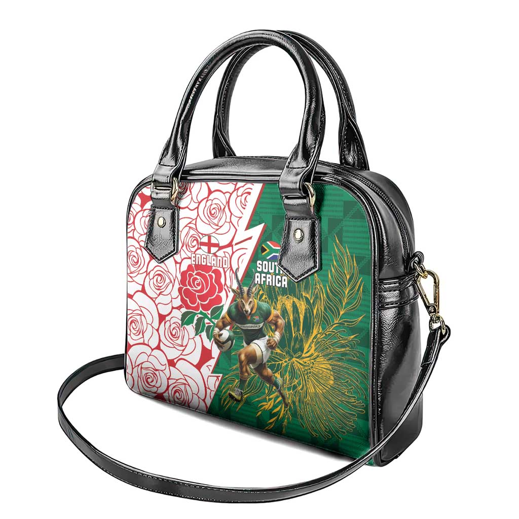 South Africa and England Rugby Shoulder Handbag Springboks Mascot With Red Rose LT15