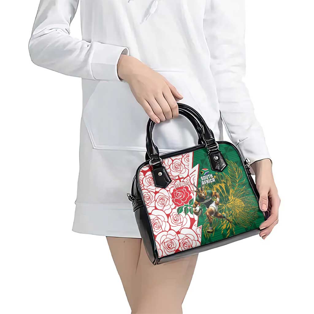 South Africa and England Rugby Shoulder Handbag Springboks Mascot With Red Rose LT15
