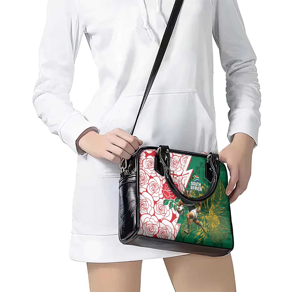 South Africa and England Rugby Shoulder Handbag Springboks Mascot With Red Rose LT15