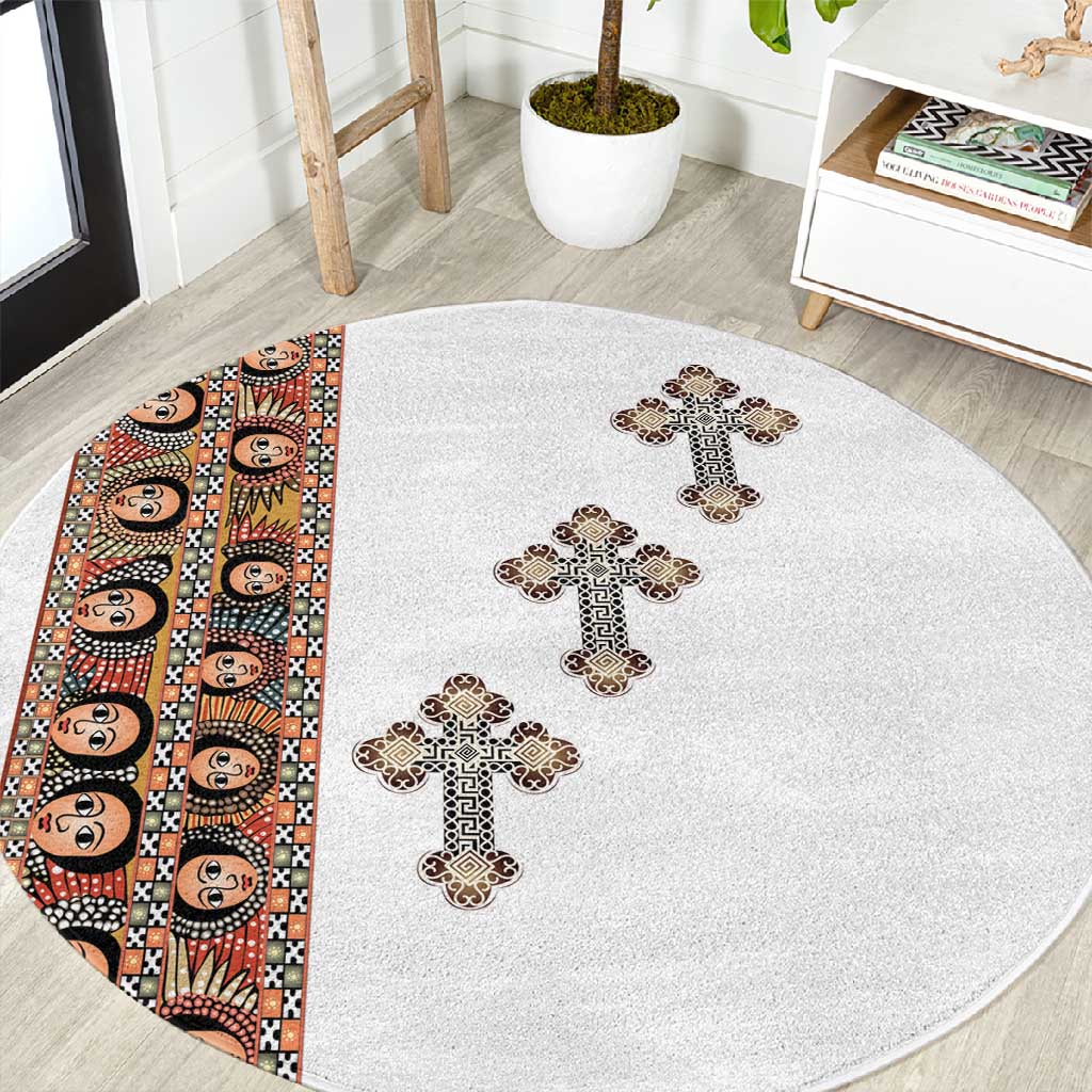 Ethiopia Angels Tilet With Cross Round Carpet LT15