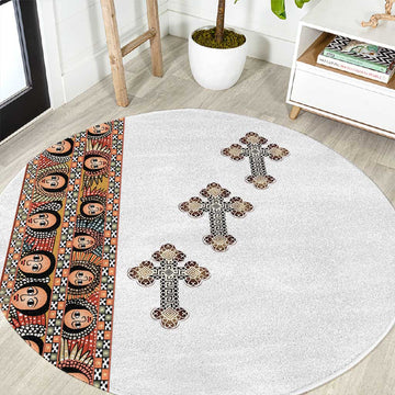Ethiopia Angels Tilet With Cross Round Carpet LT15