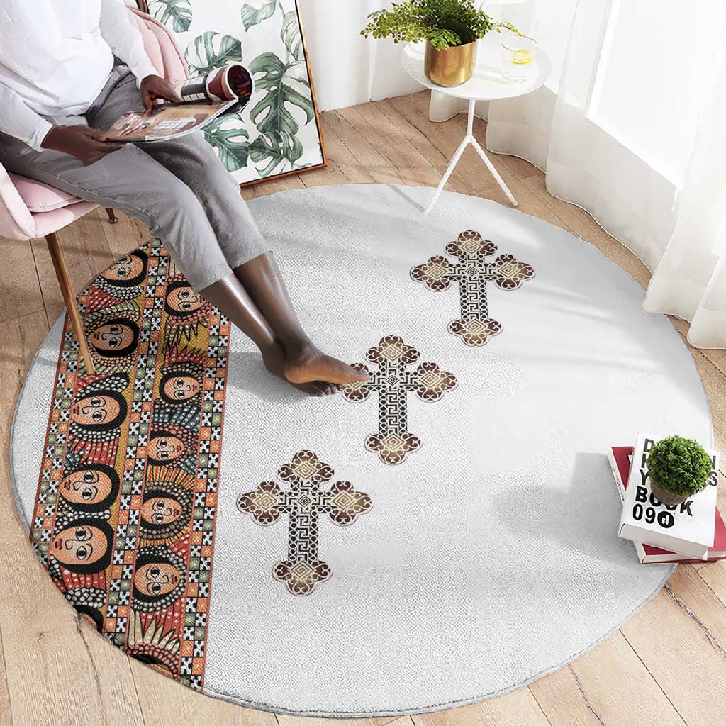 Ethiopia Angels Tilet With Cross Round Carpet LT15
