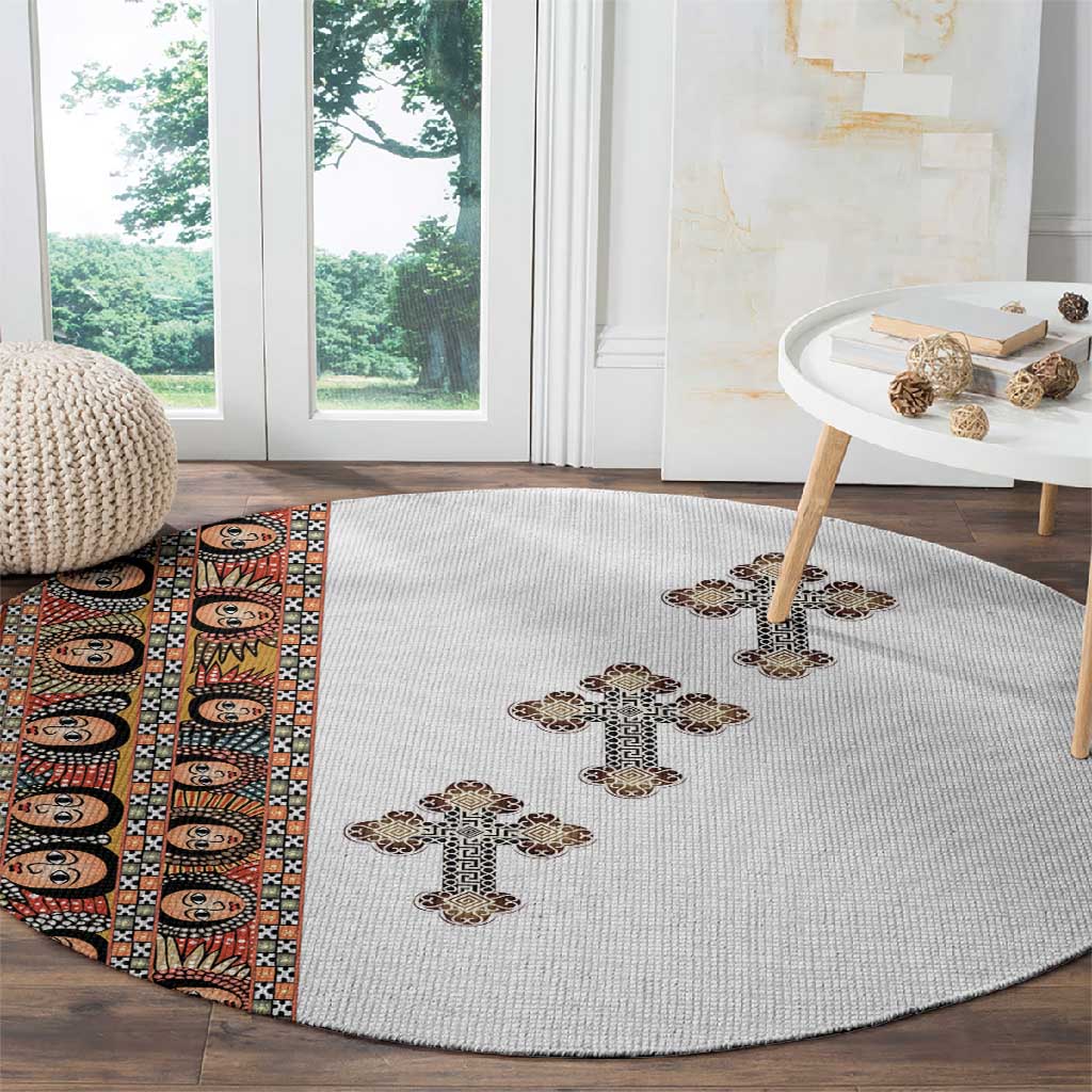 Ethiopia Angels Tilet With Cross Round Carpet LT15