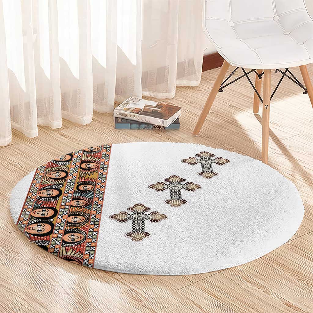 Ethiopia Angels Tilet With Cross Round Carpet LT15