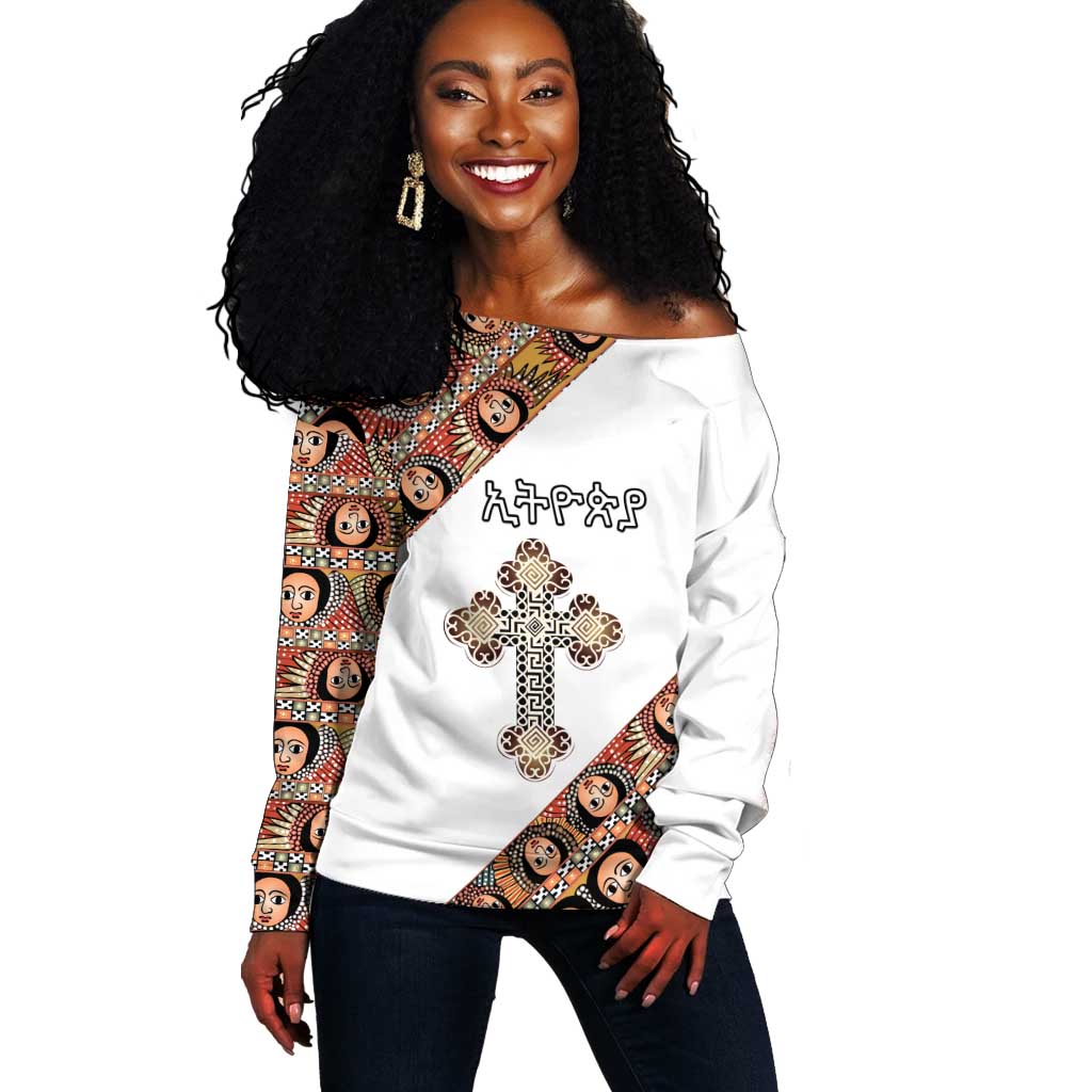 Personalized Ethiopia Off Shoulder Sweater Ethiopian Orthodox Church Angel LT15
