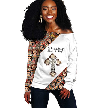 Personalized Ethiopia Off Shoulder Sweater Ethiopian Orthodox Church Angel LT15