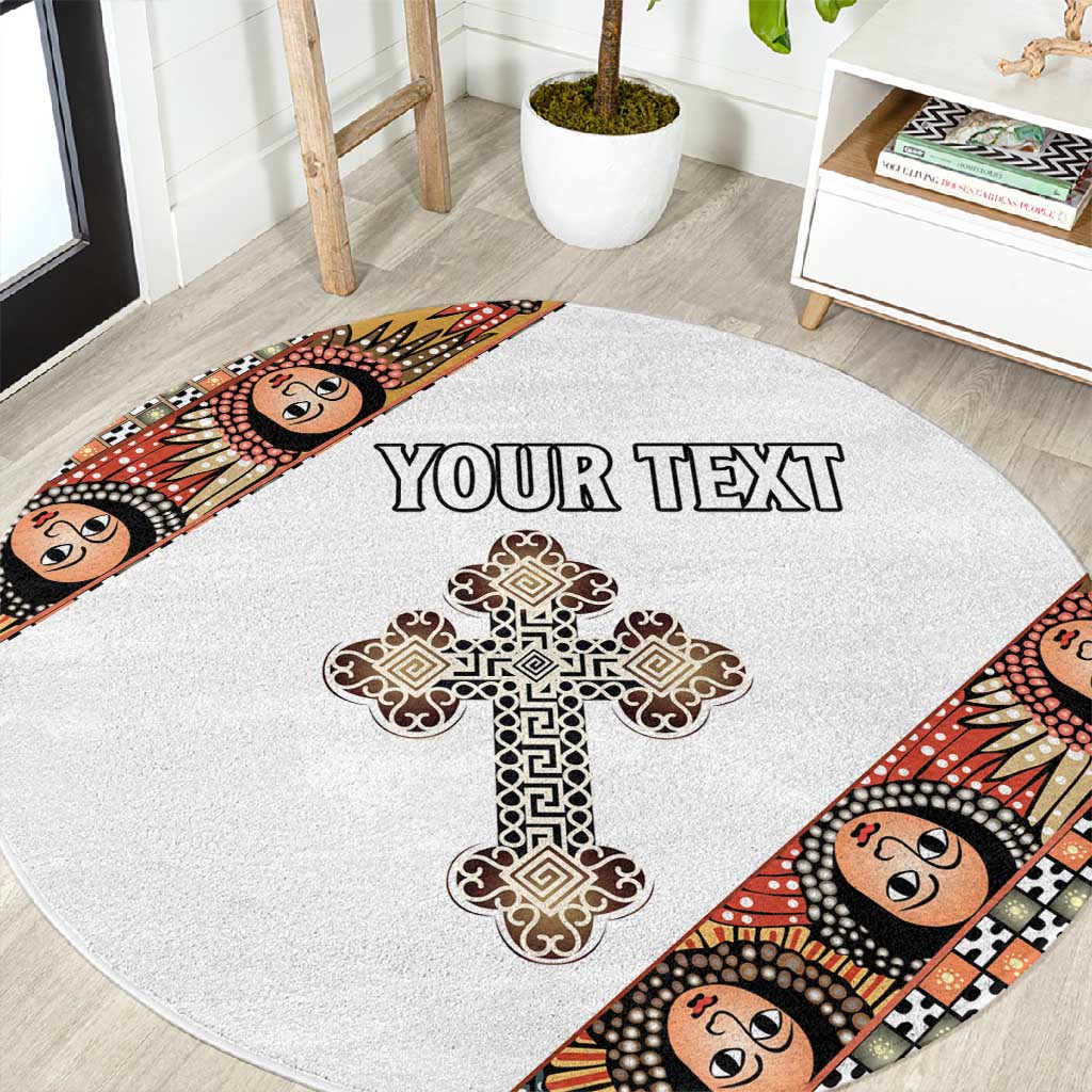 Personalized Ethiopia Round Carpet Ethiopian Orthodox Church Angel LT15