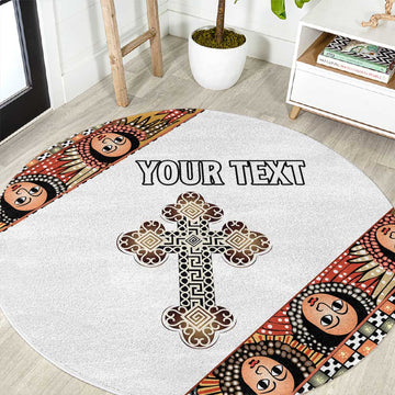 Personalized Ethiopia Round Carpet Ethiopian Orthodox Church Angel LT15