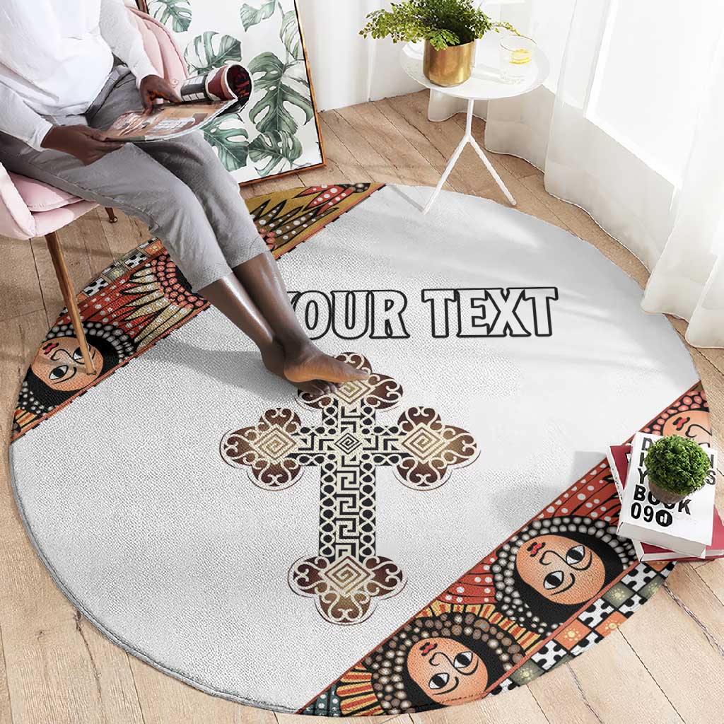 Personalized Ethiopia Round Carpet Ethiopian Orthodox Church Angel LT15