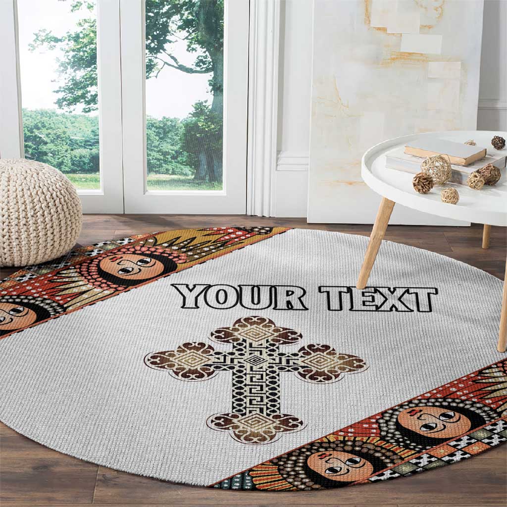 Personalized Ethiopia Round Carpet Ethiopian Orthodox Church Angel LT15