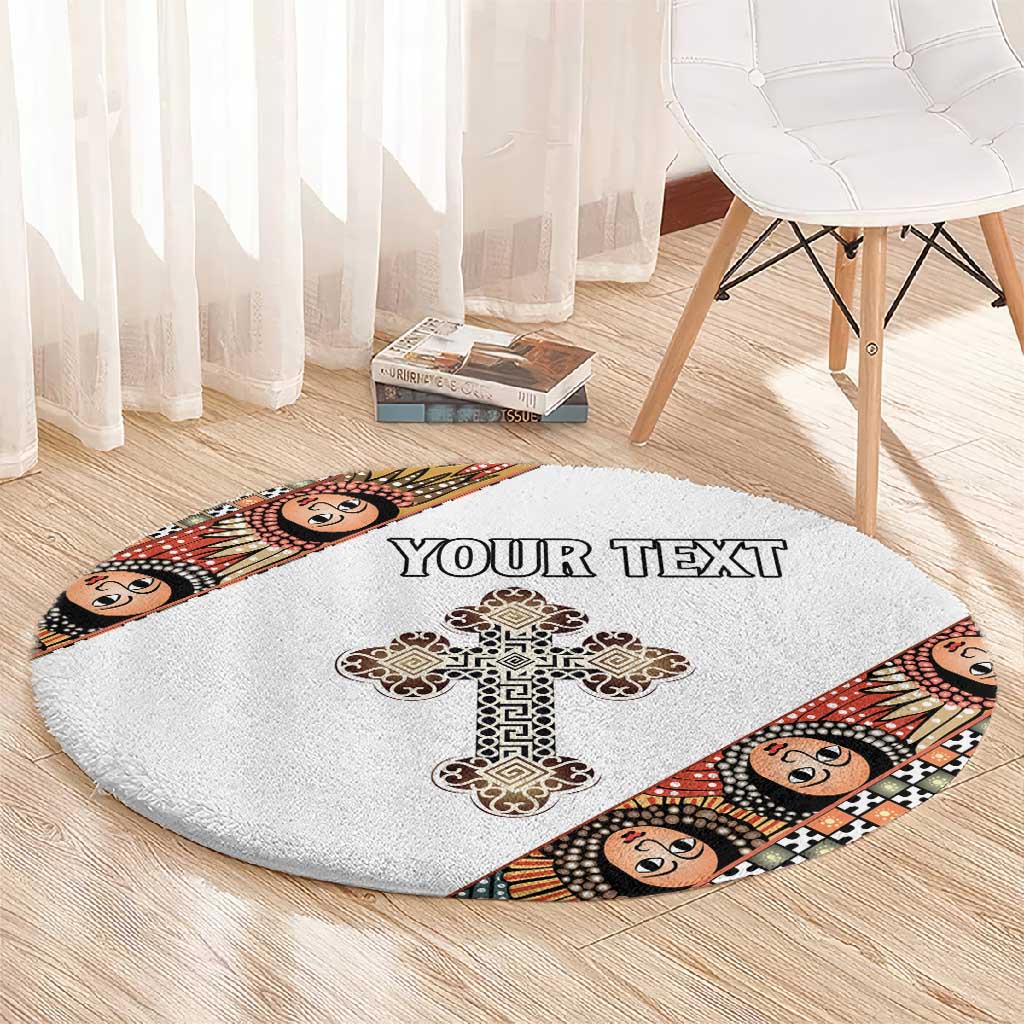 Personalized Ethiopia Round Carpet Ethiopian Orthodox Church Angel LT15