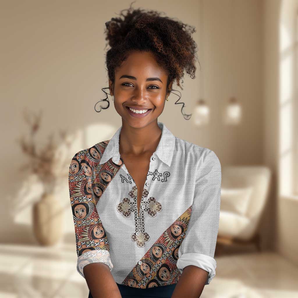 Personalized Ethiopia Women Casual Shirt Ethiopian Orthodox Church Angel LT15