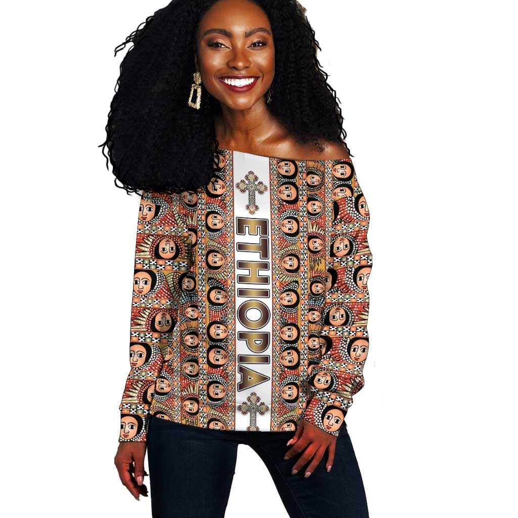 Personalized Ethiopia Off Shoulder Sweater Ethiopian Tewahedo Angel Orthodox LT15