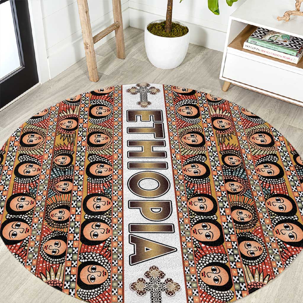 Ethiopia Round Carpet Ethiopian Tewahedo Angel Orthodox LT15