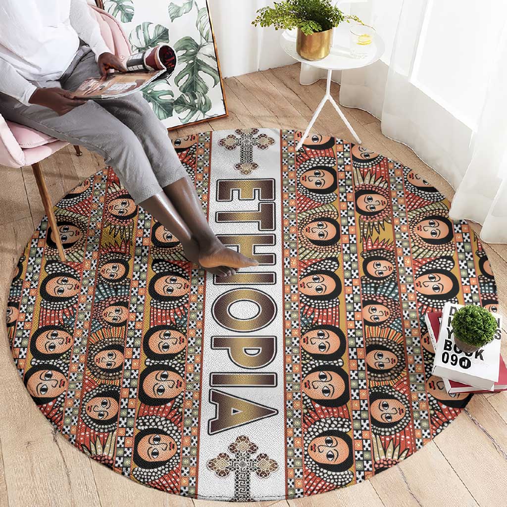 Ethiopia Round Carpet Ethiopian Tewahedo Angel Orthodox LT15