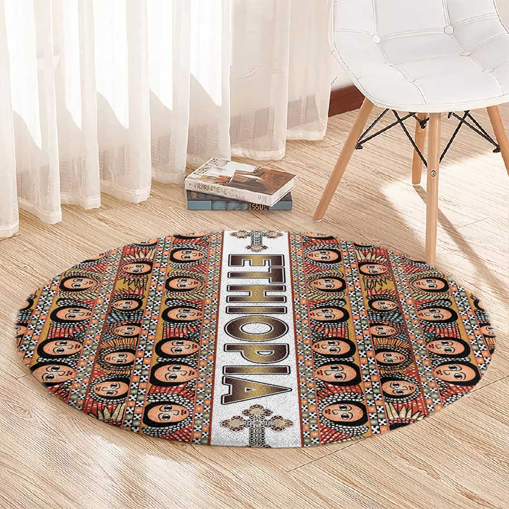 Ethiopia Round Carpet Ethiopian Tewahedo Angel Orthodox LT15