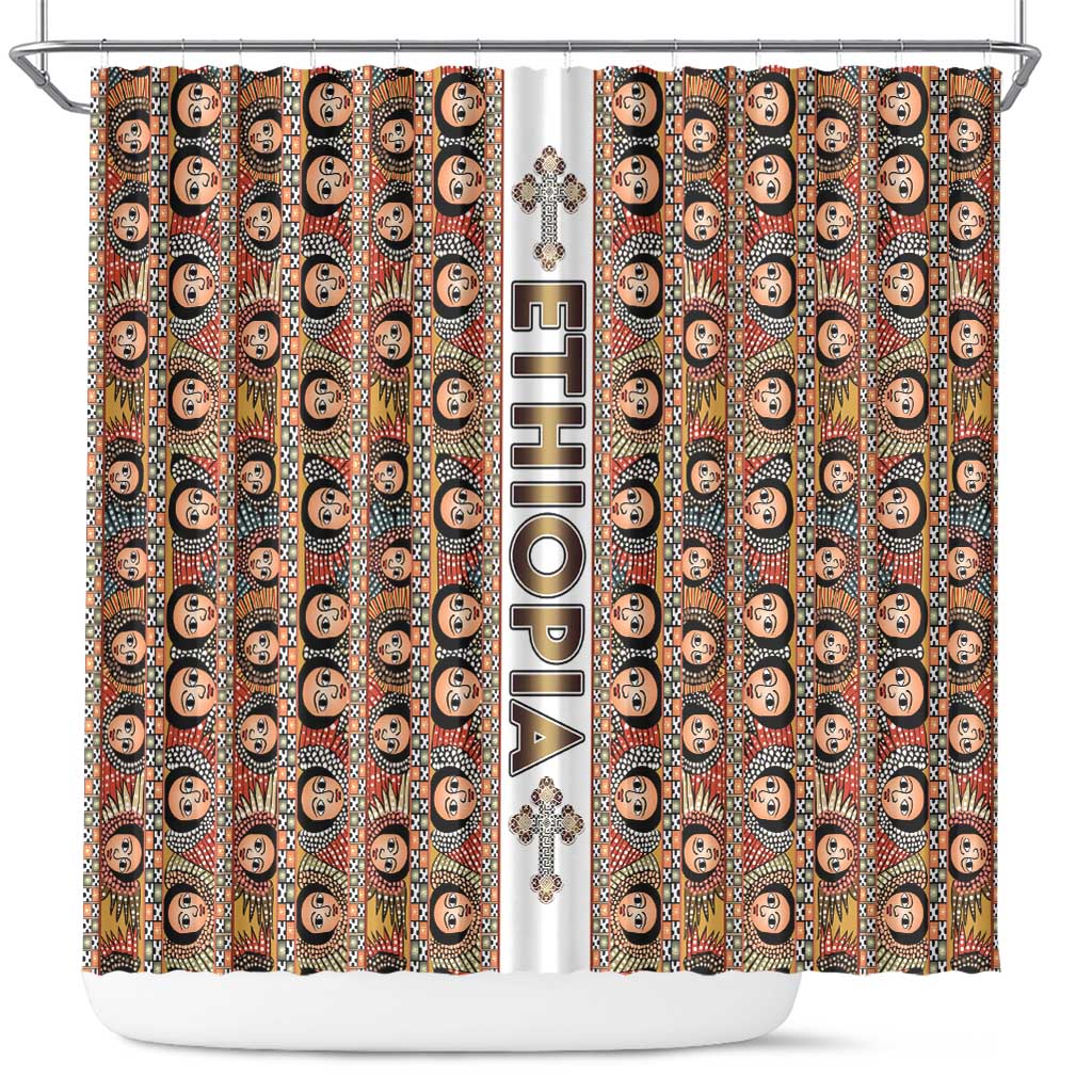 Ethiopian Tewahedo Angel Orthodox Shower Curtain LT15
