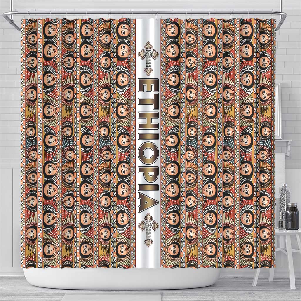 Ethiopian Tewahedo Angel Orthodox Shower Curtain LT15