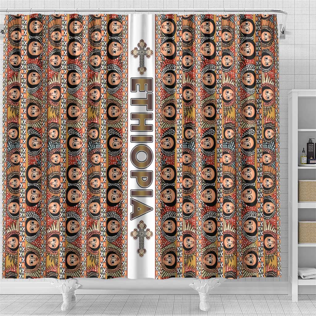 Ethiopian Tewahedo Angel Orthodox Shower Curtain LT15