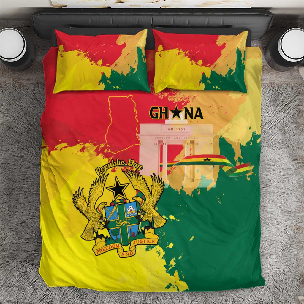 Ghana Republic Day Bedding Set Black Star Square - Grunge Style LT15
