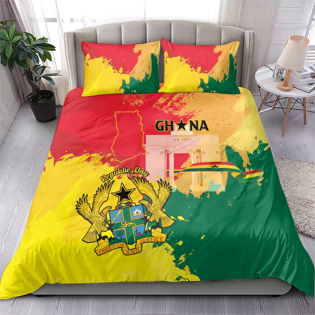 Ghana Republic Day Bedding Set Black Star Square - Grunge Style LT15