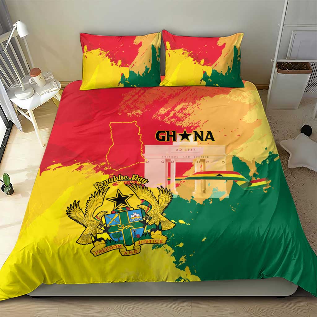 Ghana Republic Day Bedding Set Black Star Square - Grunge Style LT15