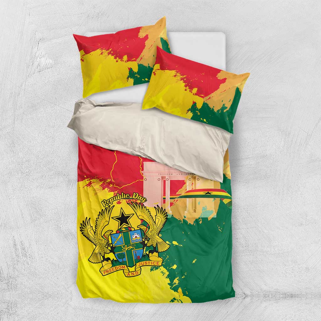 Ghana Republic Day Bedding Set Black Star Square - Grunge Style LT15