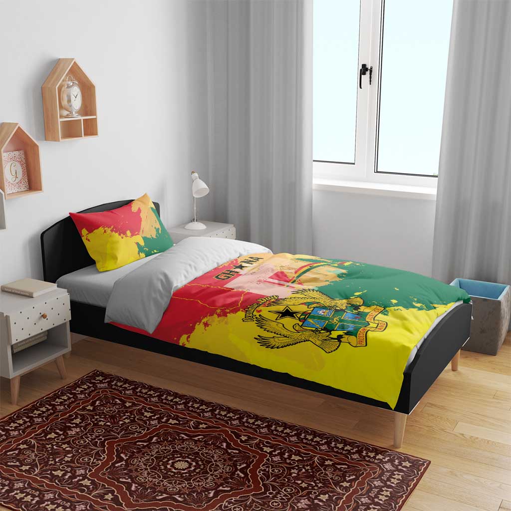 Ghana Republic Day Bedding Set Black Star Square - Grunge Style LT15