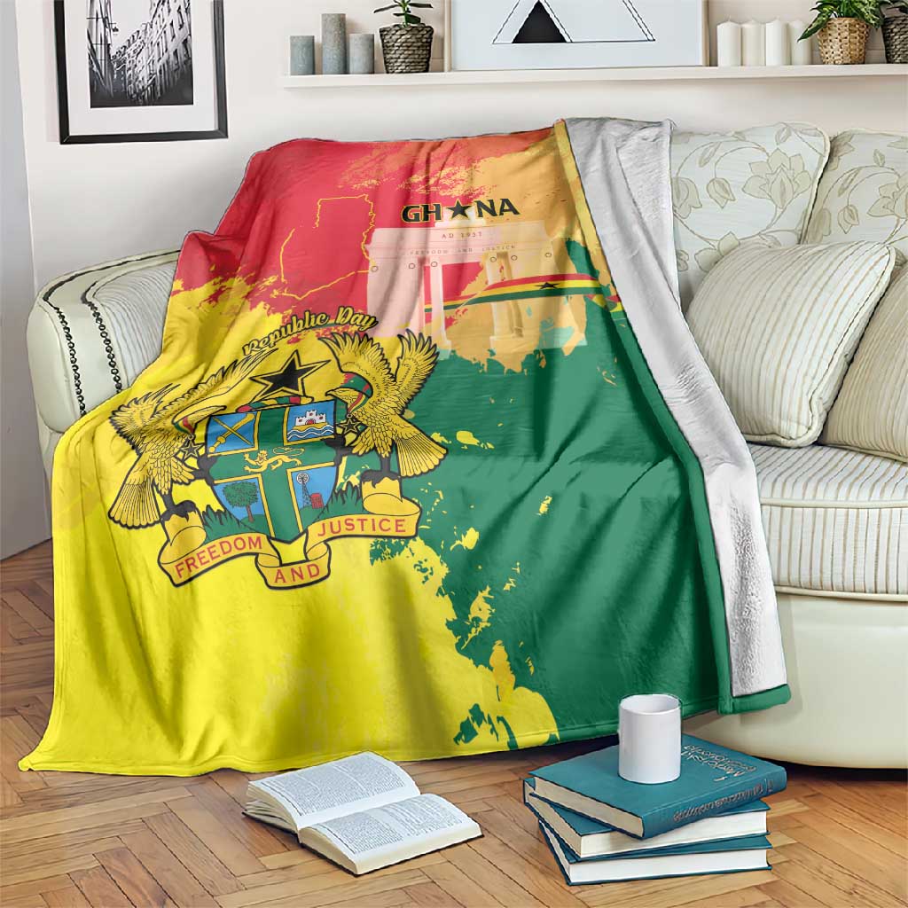 Ghana Republic Day Blanket Black Star Square - Grunge Style LT15