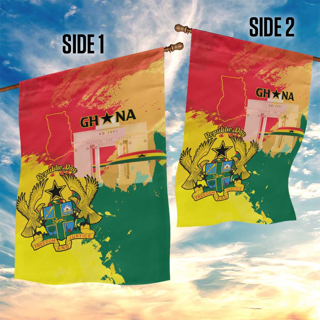 Ghana Republic Day Garden Flag Black Star Square - Grunge Style LT15