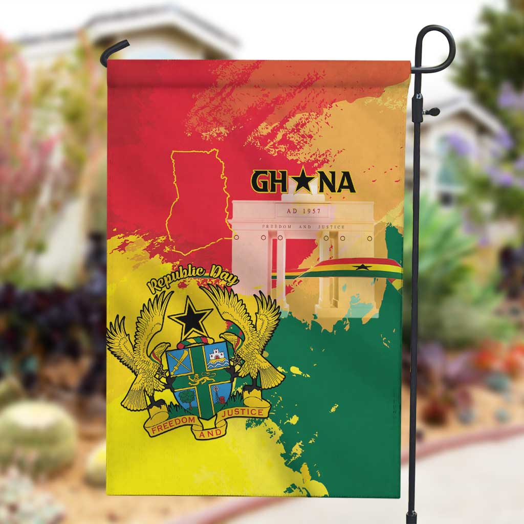 Ghana Republic Day Garden Flag Black Star Square - Grunge Style LT15